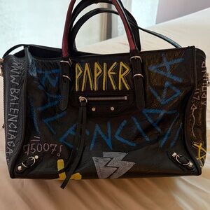 Balenciaga Black City Graffiti Tote